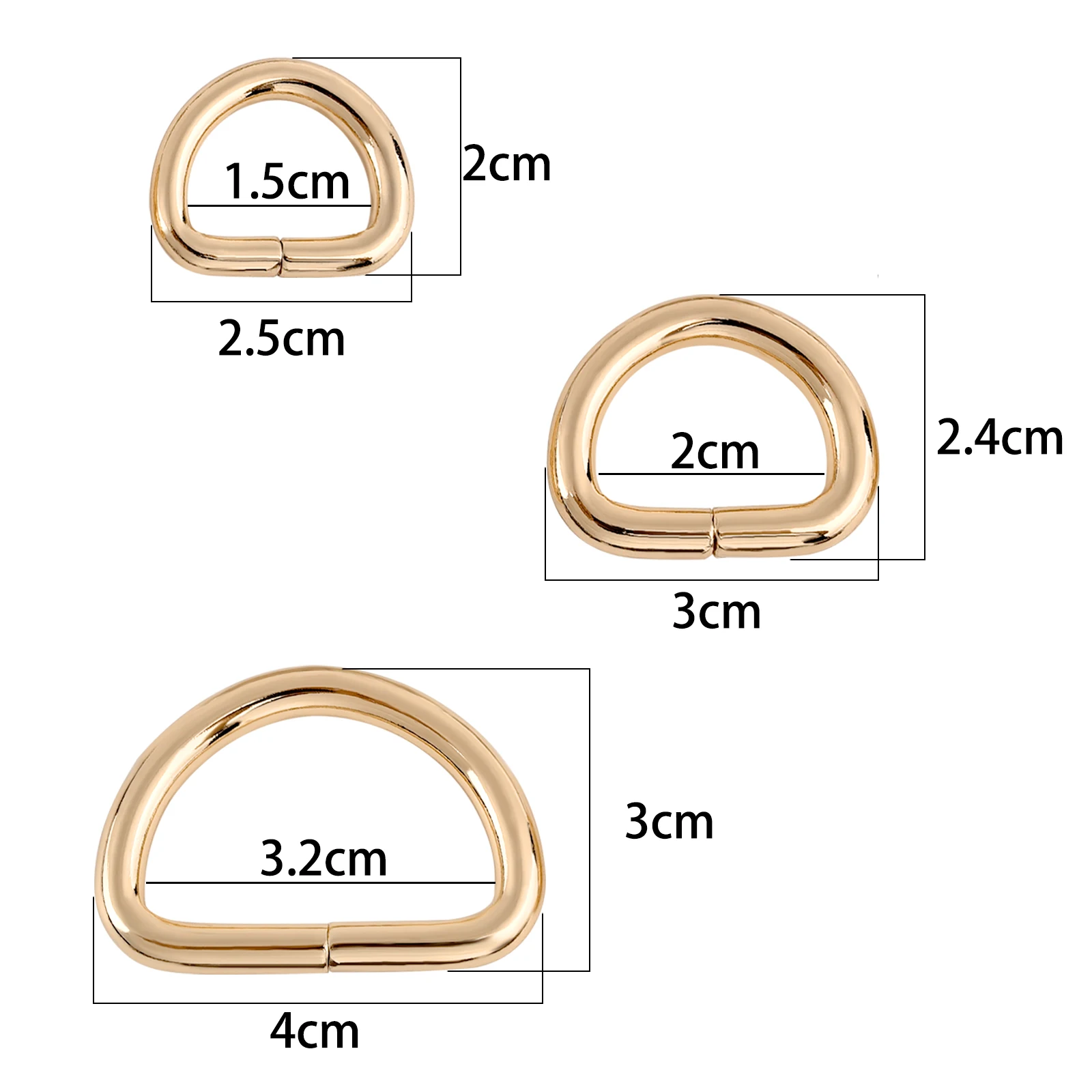 10 pz fibbia a forma di D D anello di collegamento lega metallo argento oro per scarpe borse zaino fibbie accessorio fai da te 15/20/32mm