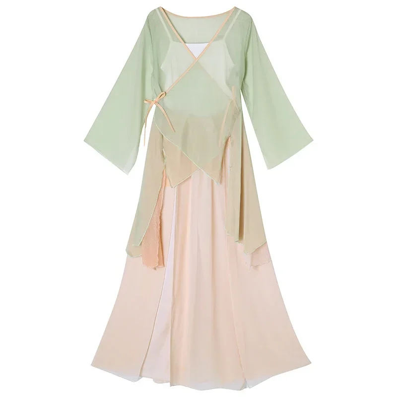 Chinese Stijl Hanfu Klassieke Danskostuums Vrouwelijke Elegante Nationale Yangko Dansvoorstelling Traditionele Fan Danskleding