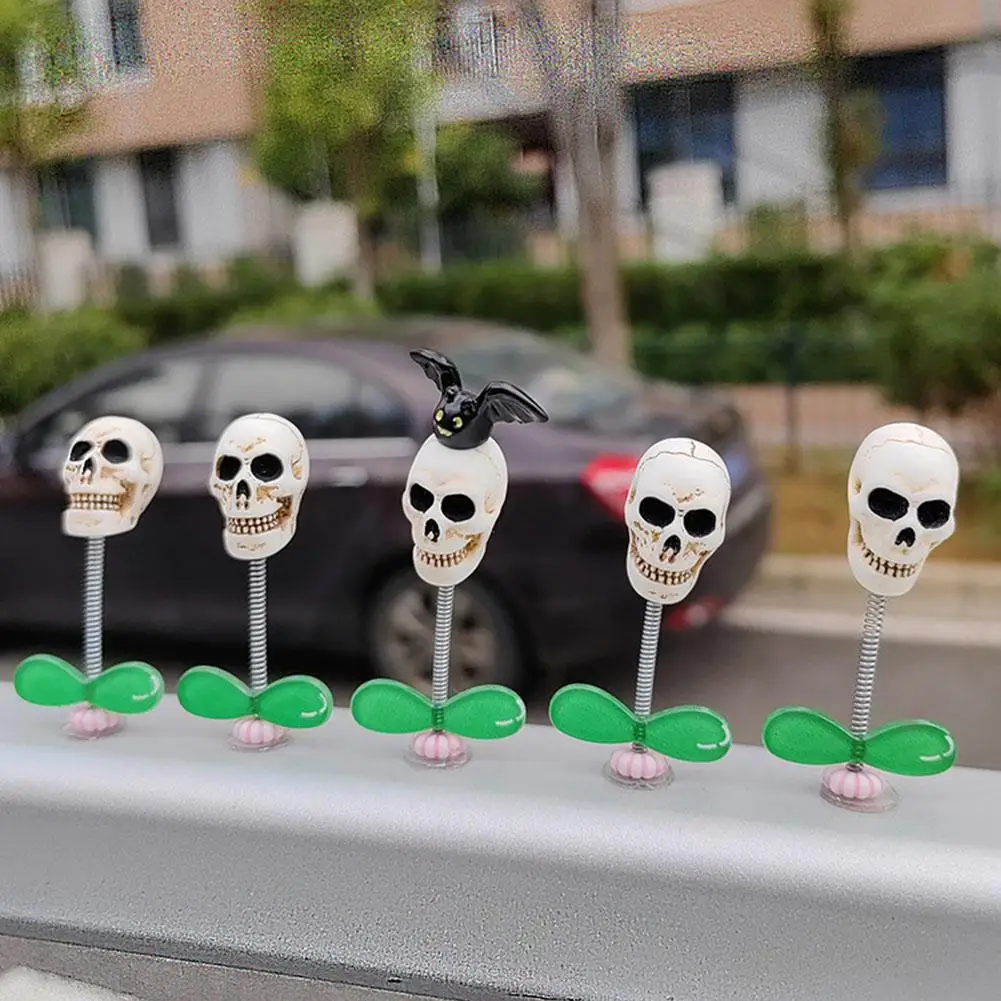 Rocking Skull Car Pendant Decoration Auto Interior Center Console Decoration Accessories Halloween Cartoon Creative Gift