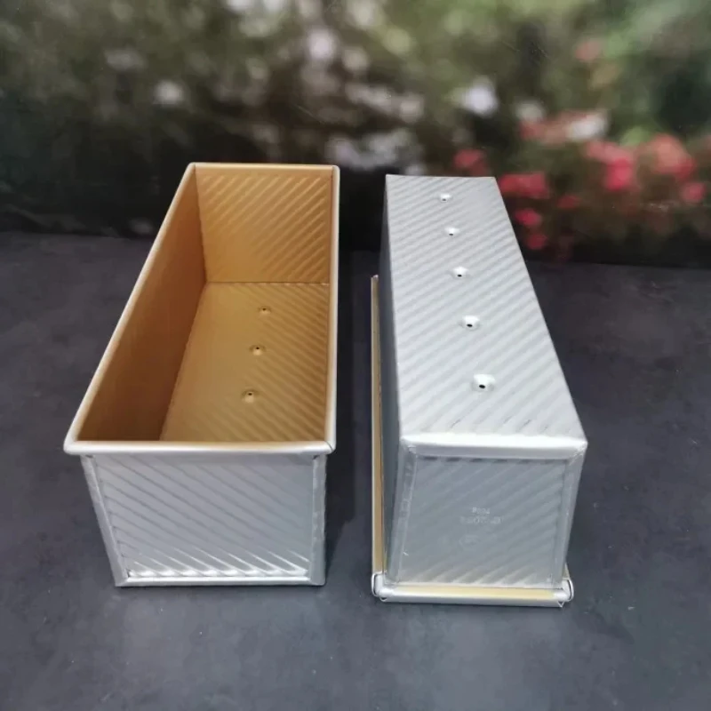 1200G golden corrugated non-stick sliced toast bread cake mould with lid