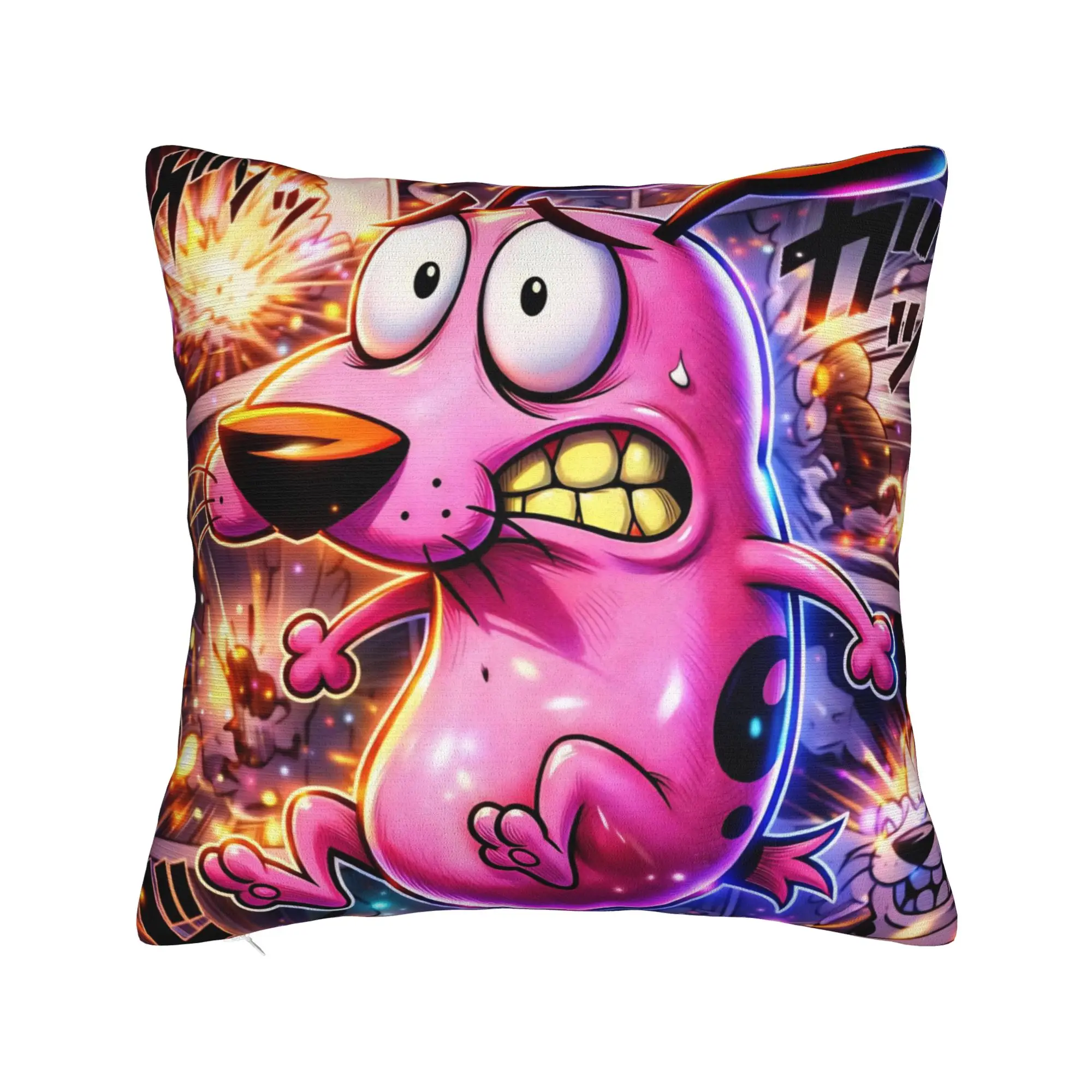 Decorative Pillow Covers Courage the Cowardly Dog-D Stuff Car  Pillow Case Cover Square Style Multiple Sizes