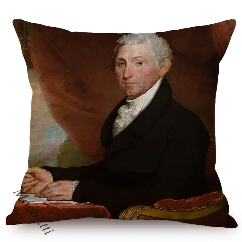 Oil Painting Art Great Celebrity General Costume Equestrian Portrait Design Sofa Throw Pillow Case Home Decorative Cushion Cover