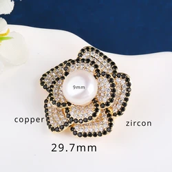 Light Luxury Niche Color Preservation Galvanized Zircon Luxury Inset Pearl Flower Brooch Lady Wedding Party Jewelry Gift