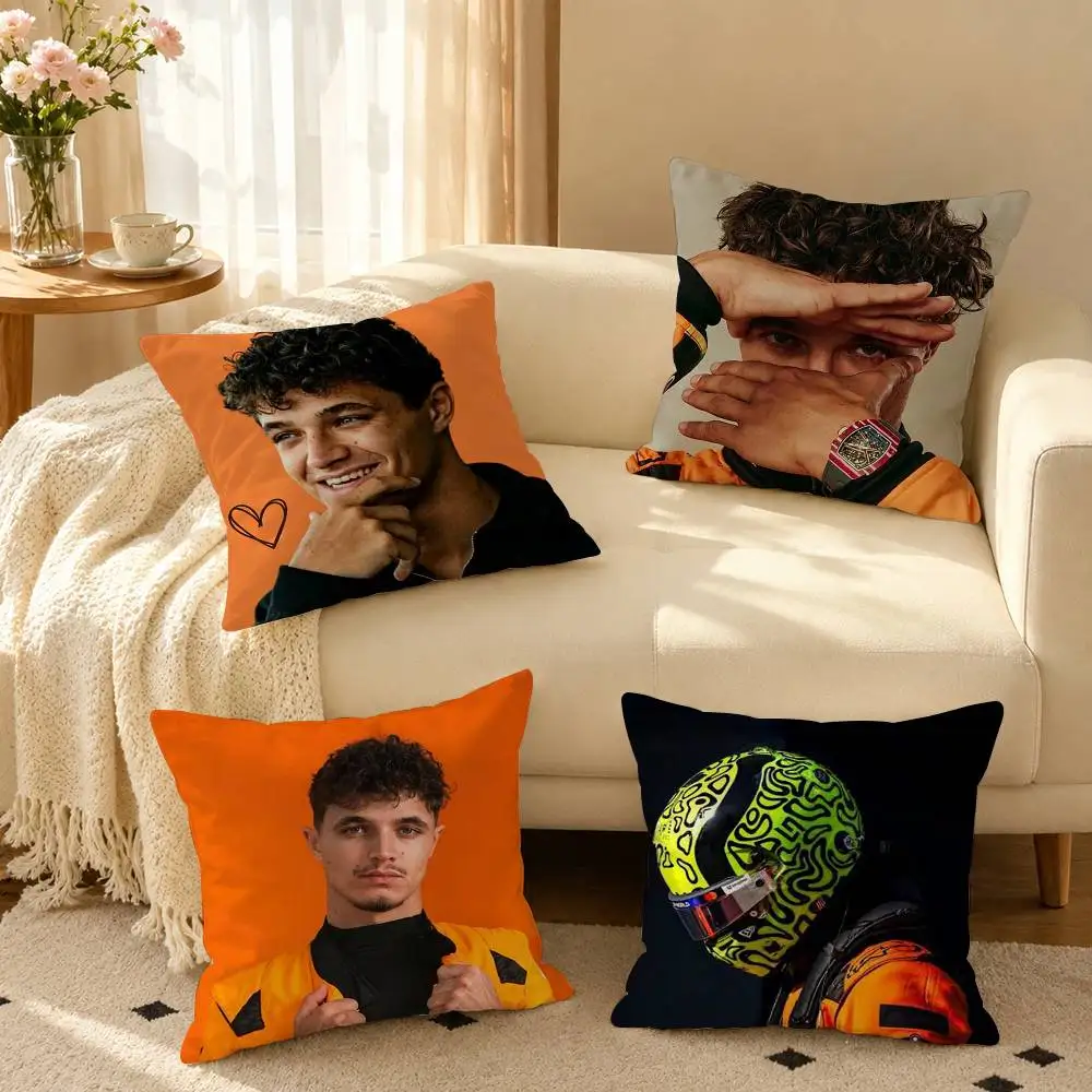R-Racing Driver Lando Norris 4  Square Double-Sided printed Pillow Case Bedroom Bedside Pillow Sofa Cushion Cover