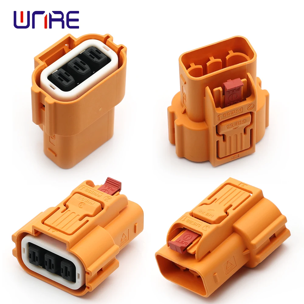 1Pair Plastic Shell High Voltage Connectors 3P Plug Socket New Energy Electric Vehicle Car HV Connector 2.5-6mm² For Cable