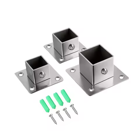 Stainless steel Square Tube Connector, Flange base Base, Tube Outer Dia. 25-30-35mm, Elbow Corner Joint Fence Rail Clamps
