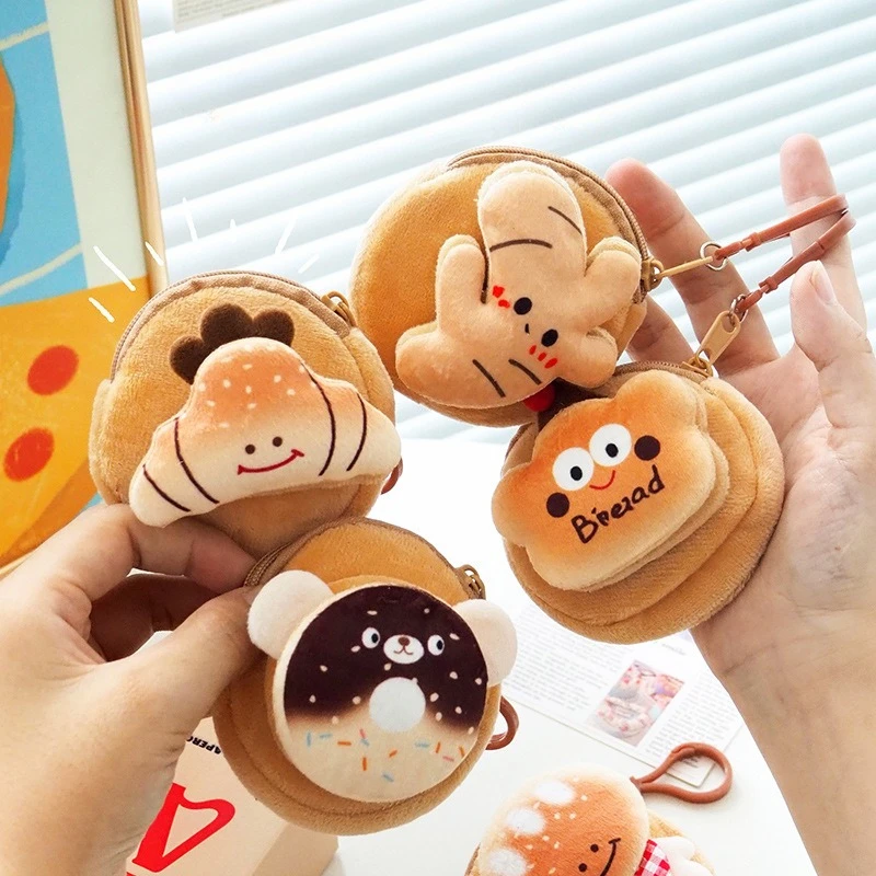 Cartoon Plush Coin Purse, Earphone Storage Bag, Cute Doll Mini Keychain