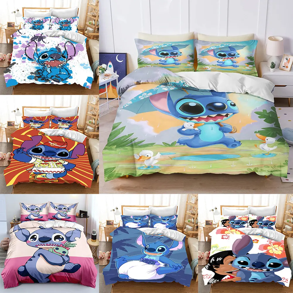 

Cute Stitch Bedding Sets Cartoon Comforter Cover Bed Cover Duvet Cover Pillow Case 2-3 Pieces Sets Kids Adult Bedroom Decor