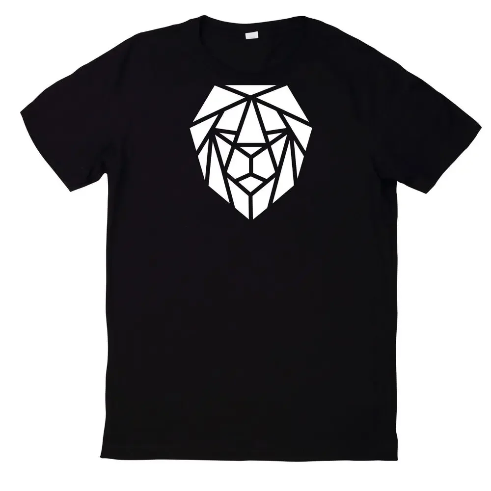 Lion Polygon Lion Head Cotton T-Shirt High Quality 100%Cotton Short Sleeve