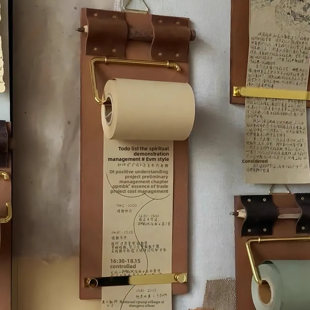 Handmade Retro Vintage Clipboard DIY Crafts Refillable Kraft Paper Roll Kraft Notebook Set Hanging Writing Pad To-Do Lists