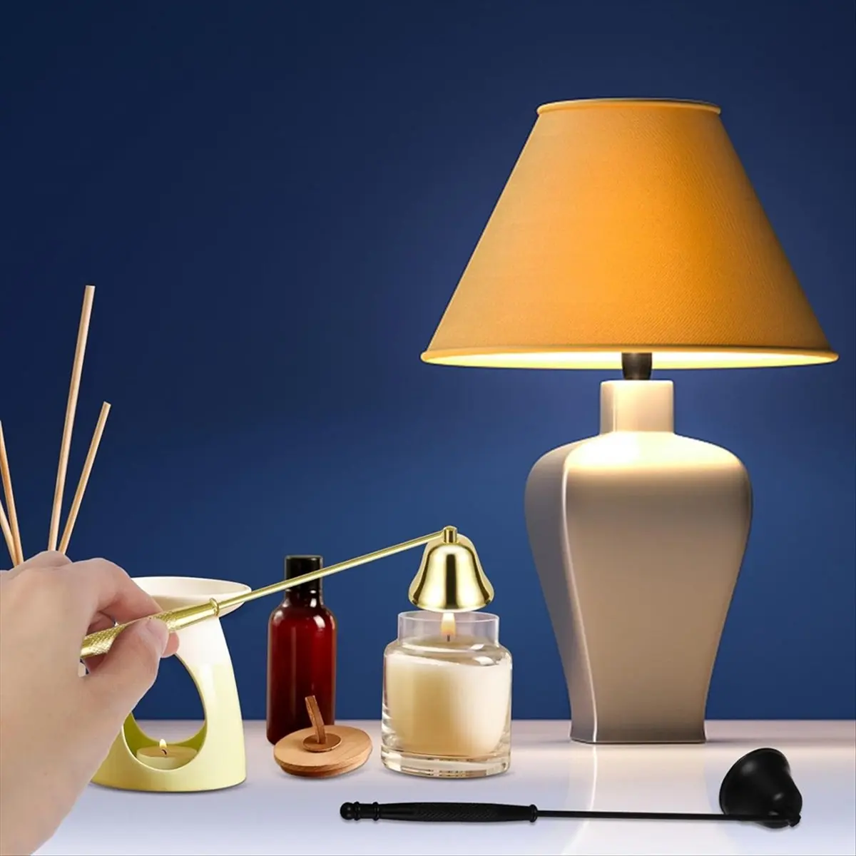 ABJS Candle Snuffer,Candle Snuffers Wick Snuffer Candle Accessory,Extinguish Candle Flame Safely with Long Handle