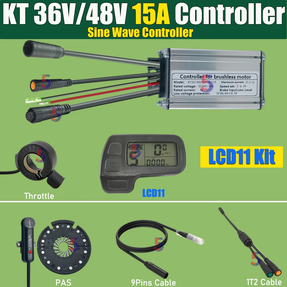 Ebike Bafang 250W 350W Hub Motor Controller Kit KT 15A Sine Wave