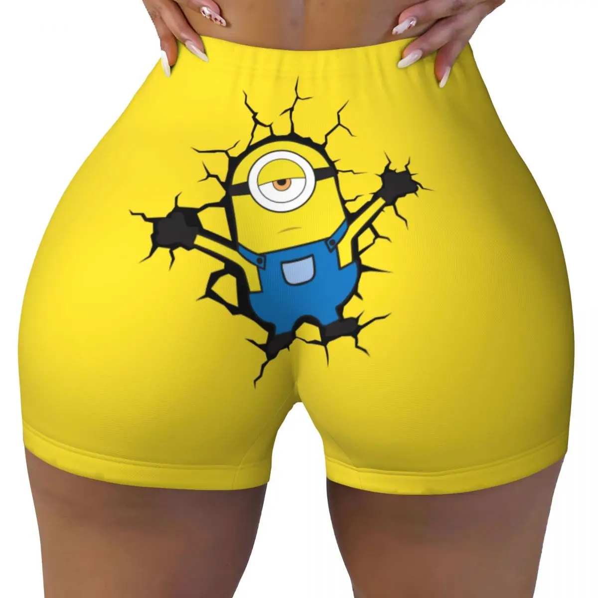 Custom Minions Broke The Wall Workout Running Volleyball Shorts for Women Gym Yoga Shorts