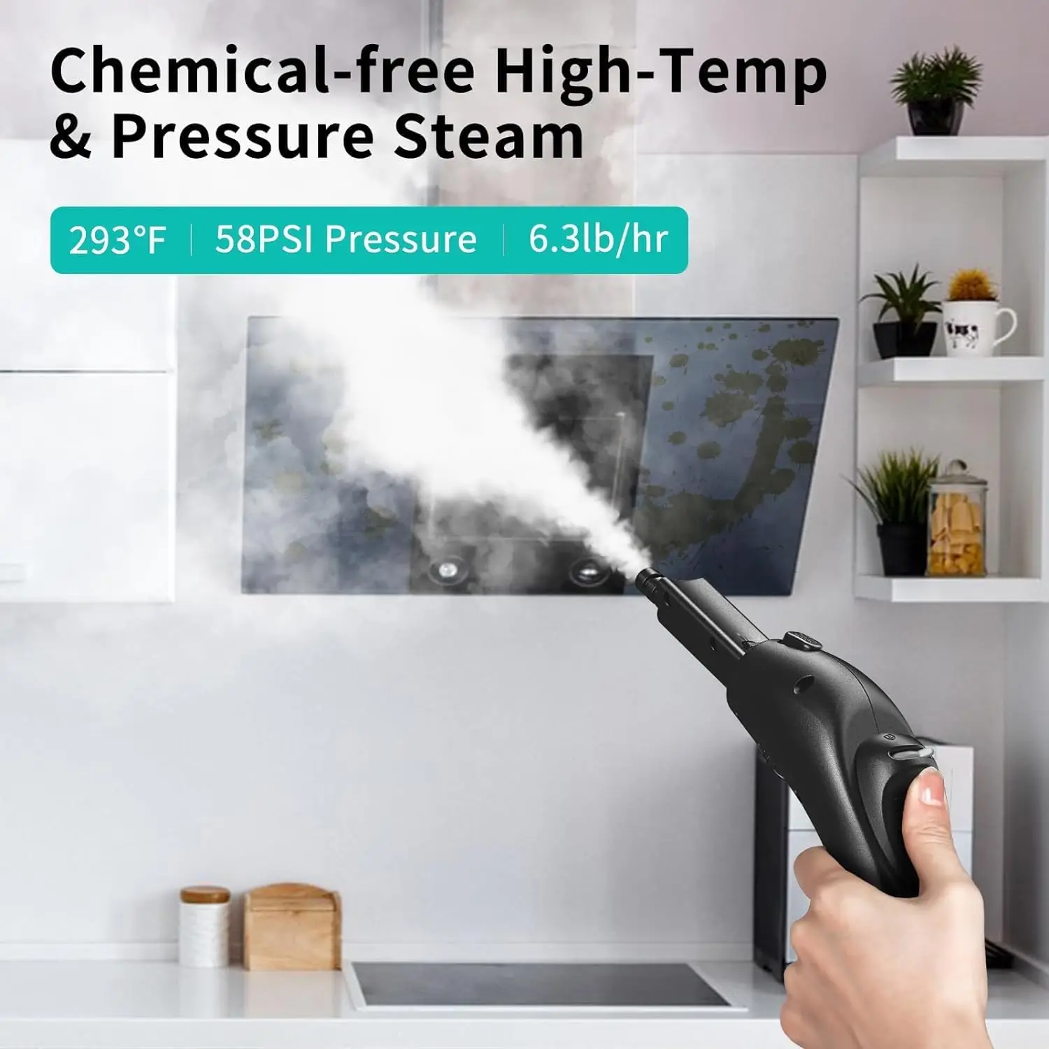 Recarga rápida de aquecimento 50S em qualquer momento, esfregão a vapor multiuso poderoso para uso doméstico, vaporizador portátil resistente