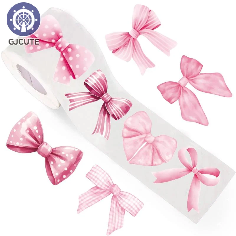 500Piece Pink Bow Cartoon Fashion Sticker Packs, Ideal for DIY Crafts, Children's Reward Labels and Gifts