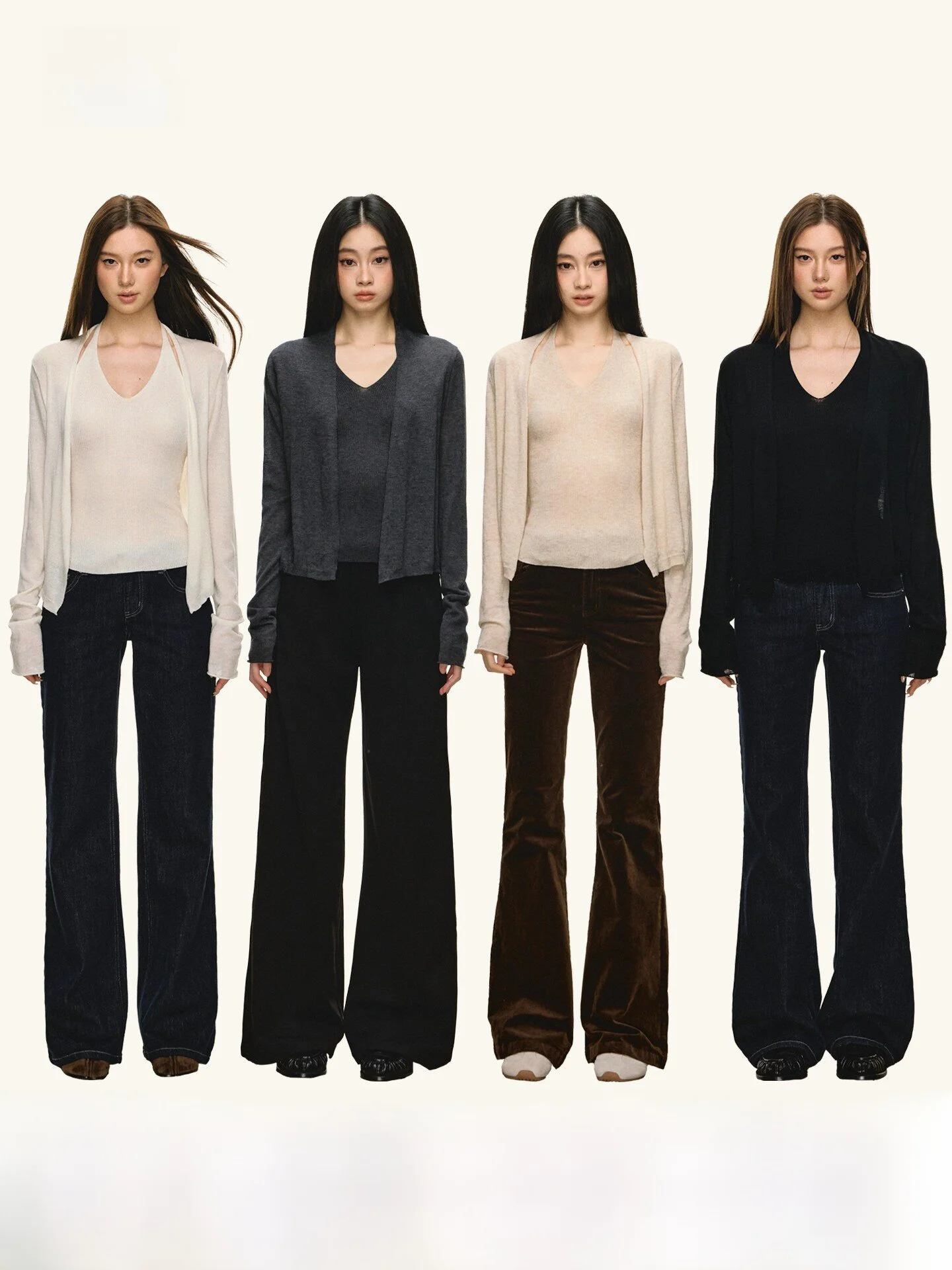 

Anna Aneae Women's Knitted Woolen Open Cardigan Sweater Set Spring Base Layer Hanging Ne Strap Vest Trendy Long Sve Regu...