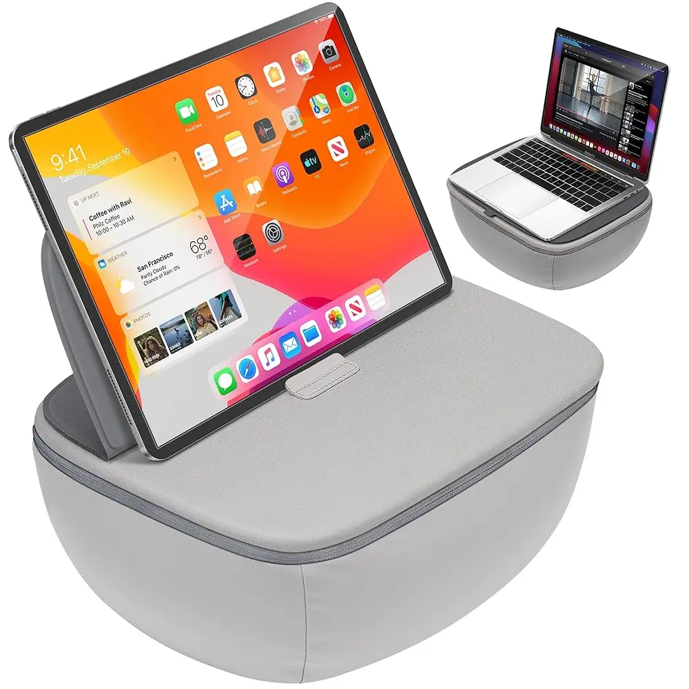 

Lap Desk With Cushion - Ultra-Thick, Coolfoam 7 To 14.2 H Laptop Tablet Stand - Washable Lycra Lap Pad Pillow Desk Ipad Stand