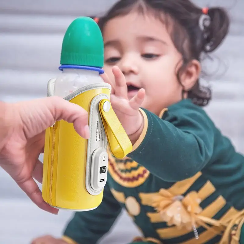 Garrafa de leite portátil com USB, Anti-escaldante, Saco de isolamento antiderrapante, Guardião do calor quente, Tampa do aquecimento da garrafa do bebê