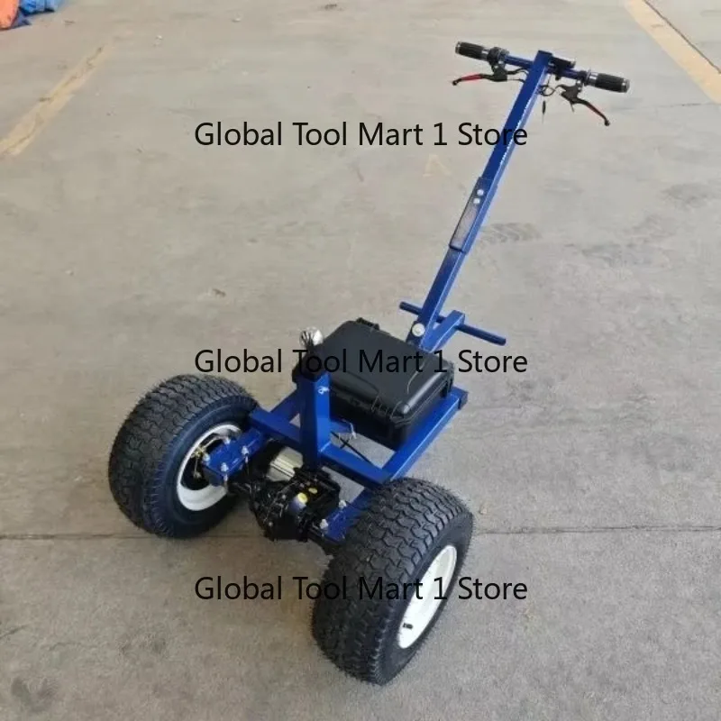 Heavy-duty carbon steel trailer cart with adjustable manual and electric-powered towing capabilities