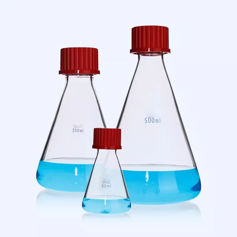 2PCS Screw-top conical flask glass Erlenmeyer flask reagent bottle transparent silk-top bottle 50/100/150/250/500/1000ml