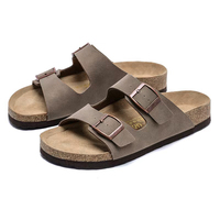 2025 Summer Couple Cork Sandal Men Comfort Non-slip Breathable Beach Sandals Shoes Fashion Double Buckle Casual Cool Slippers