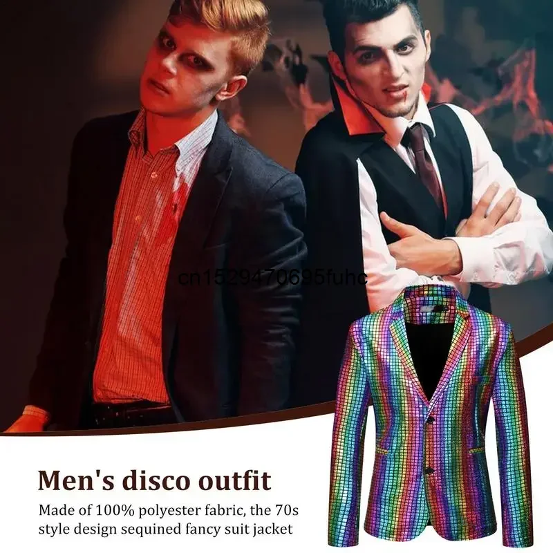 Blazers de lentejuelas brillantes para hombre, traje de chaqueta de Halloween, Blazer de dos botones, esmoquin de discoteca, Blazer de fiesta con purpurina PARA CENA