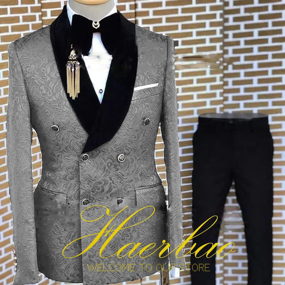 Fato floral azul real masculino, blazer trespassado duplo, roupa de festa formal, jaqueta, calças, casamento, masculino, conjunto de 2