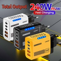 USB Type-C 5 Ports Total 240W GaN Charger Phone Adapter EU/US Plug Charging Head For Xiaomi iPhone Huawei Samsung/Laptop/Tablets