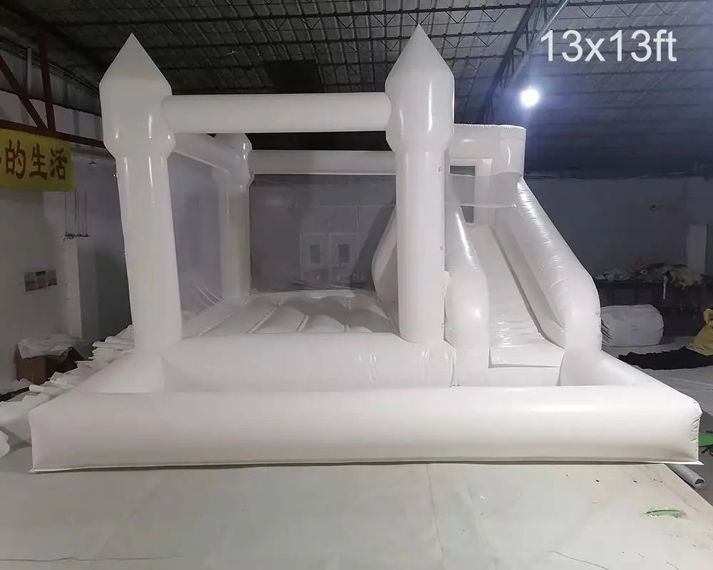 Commercial Kid Slide Jumping Party White Inflatable Wedding Bounce House with Ball Pits Bouncy Castle Jumper Houses