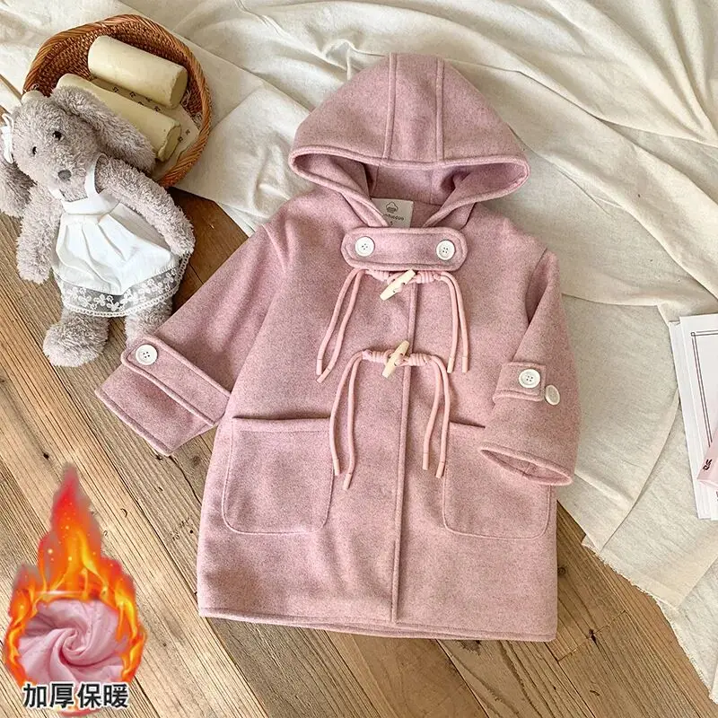 Baby and girl's cotton padded thick woolen coat for autumn and winter new children's Korean version warm jacket clothes