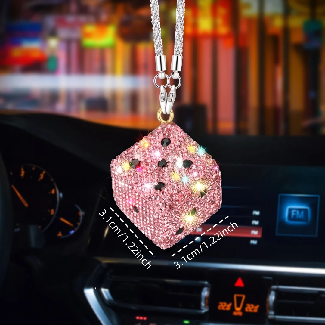 Bling Rhinestone Dice Pendant Crystal Hanging Ornament Fashion Decor Bag Charm Car Rearview Mirror Hanging Decor Gift