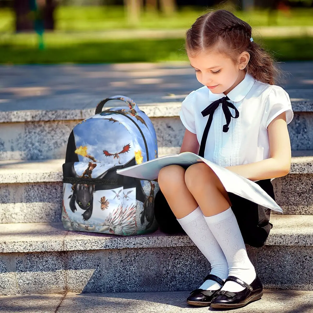 Hoe U Uw Draak Bedrukte Lichtgewicht Casual Schooltas Kunt Trainen Voor School, Buiten, Winkelen, Kantoor 17In