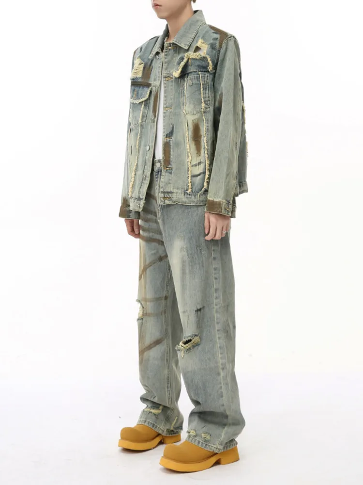 Men's | 2025 Autumn New Product, Niche Trend, Vintage Style, Vintage Heavy Industry Denim Suit Trend