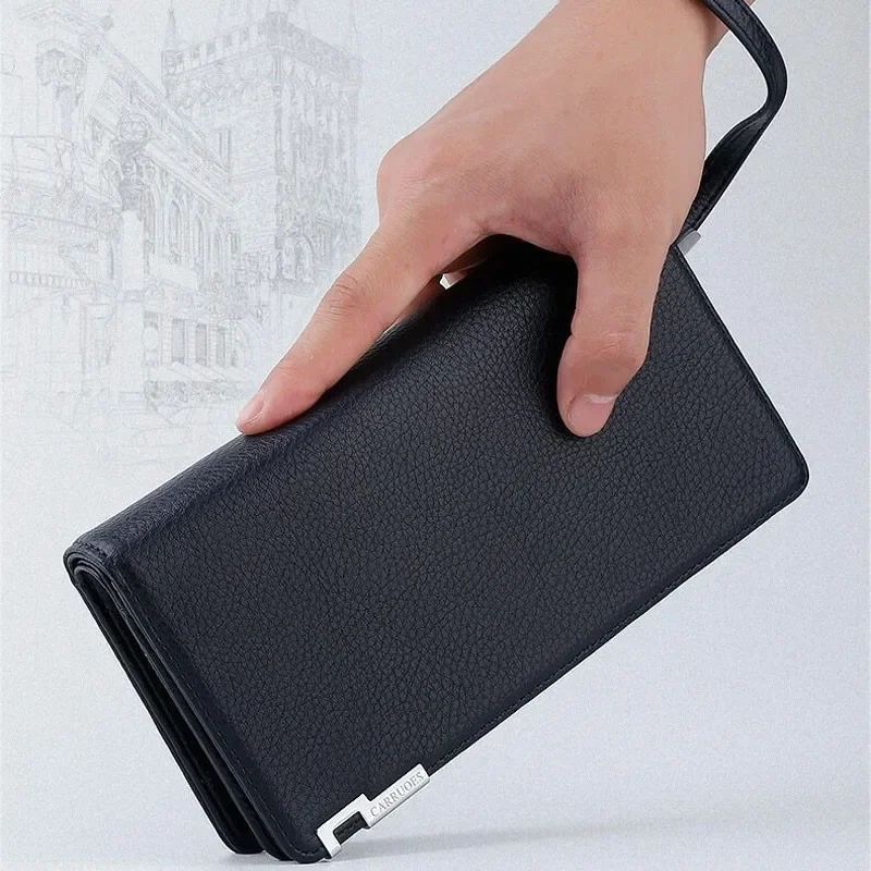 Portafoglio da uomo di marca Business Clutch borsa in pelle Carteira Masculina porta carte con portafoglio per borsa per telefono con cerniera per uomo