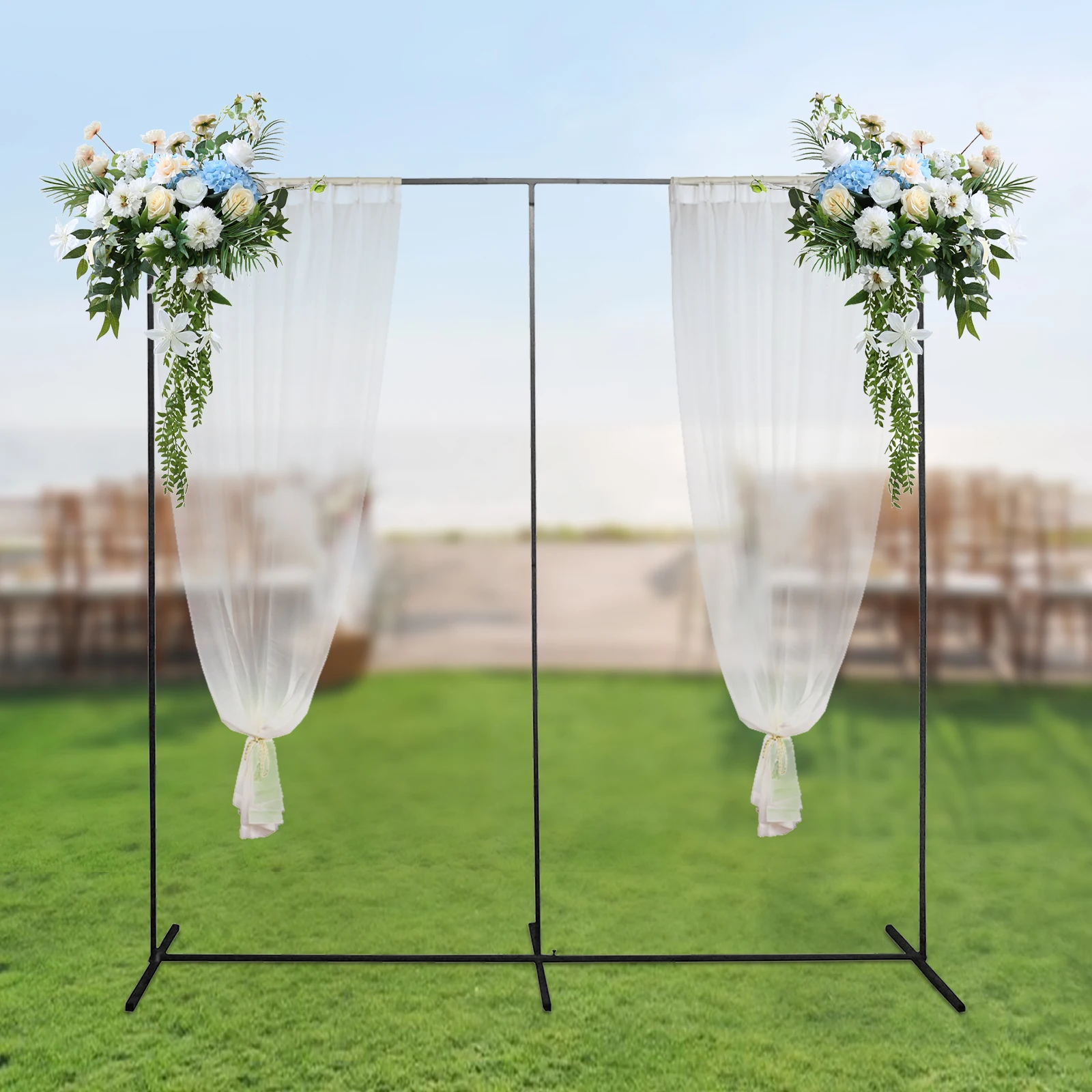 

Square Wedding Arch Stand, Floral Display Background, 2.4m x 2.4m, Black Iron, Decorative for Wedding, Party, Photography