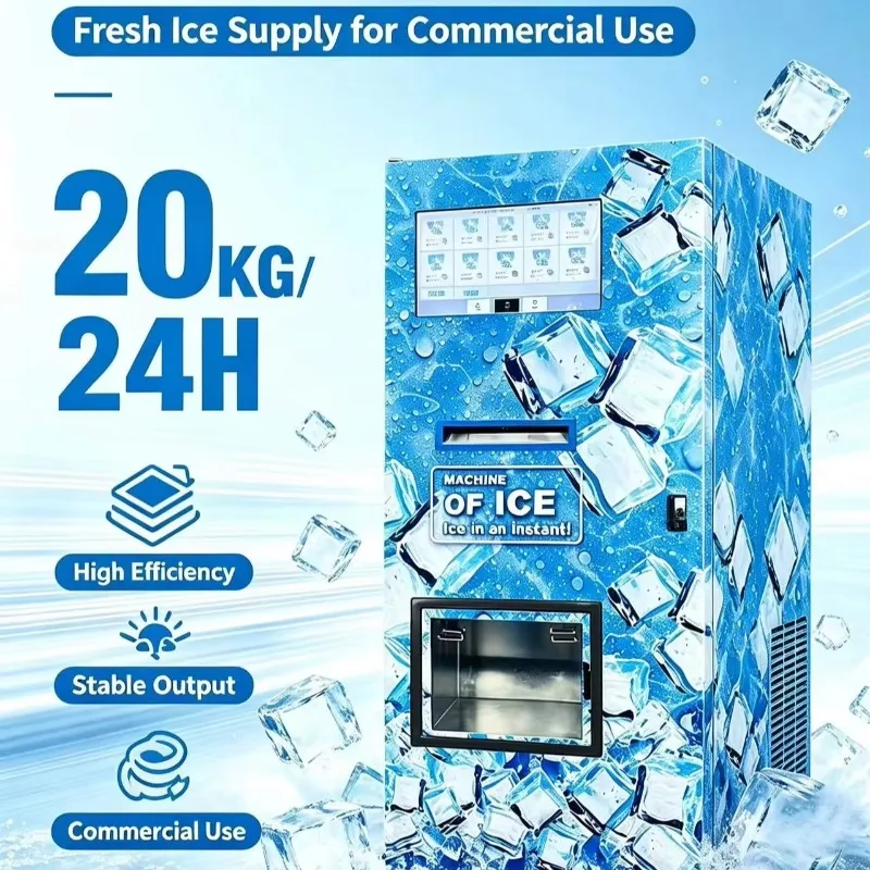 Fully Automatic Self Service Ice Vending Machine 20g Ice Cube Maker 24/7 Unattended Commercial Ice Dispenser SDK Cloud-Based