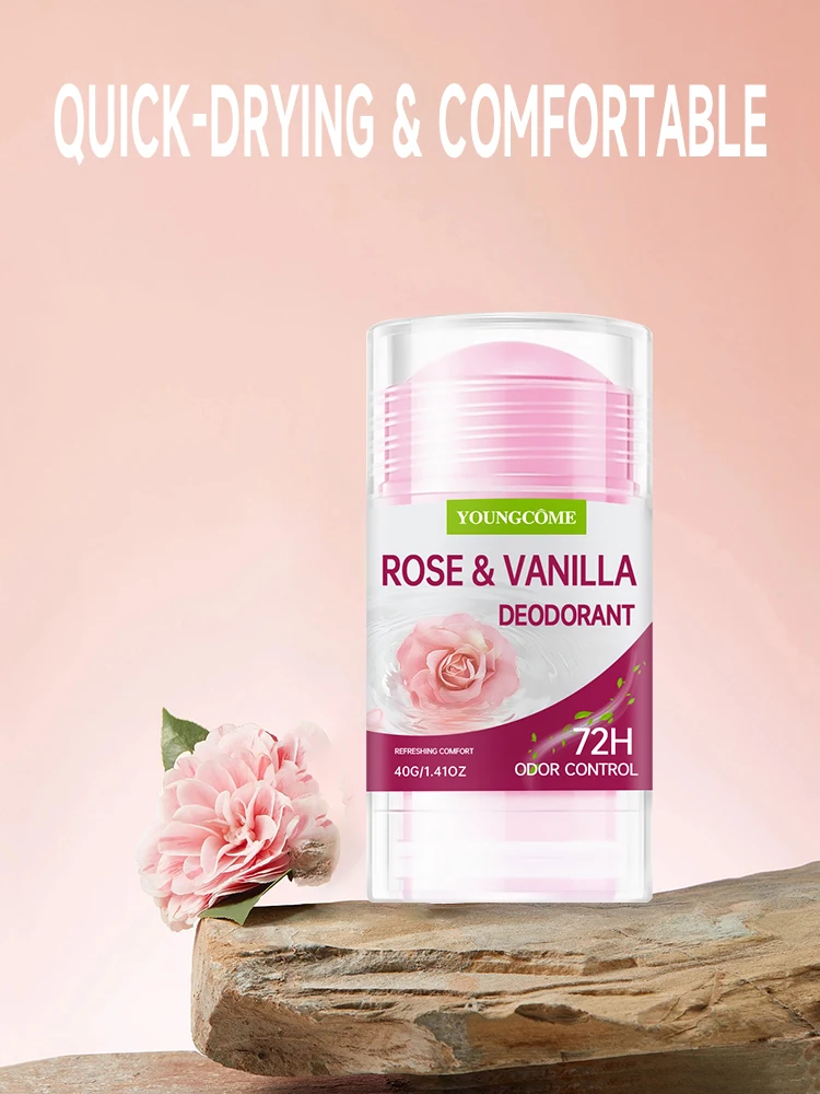 Bâton déodorant ROSE VANILLA, crème anti-odeur corporelle, dépose des aisselles, anti-sudorifique rafraîchissant, déodorant aromatique durable