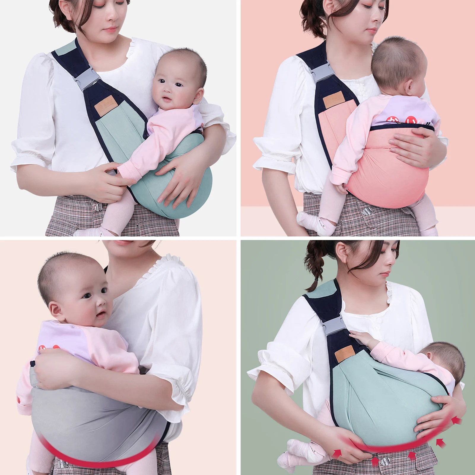 Newborn Sling Carrier Breathing Cloth Baby Wrap With Adjustable Shoulder Strap For 0-24 Months Baby Breastfeeding Carriers