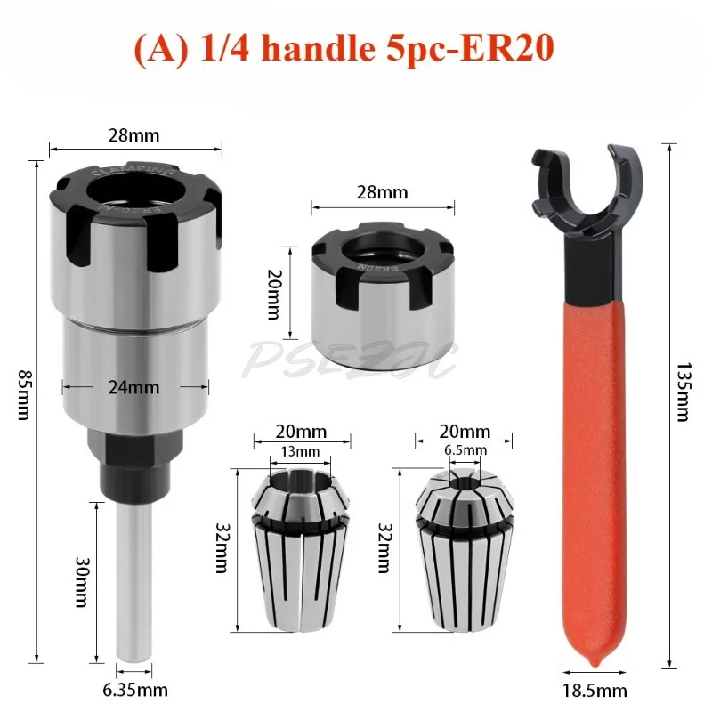1/4 8mm 1/2 Batang Ekstensi Mesin Penggilingan Pegangan Alat Ukir Aksesoris dan Komponen Alat Listrik