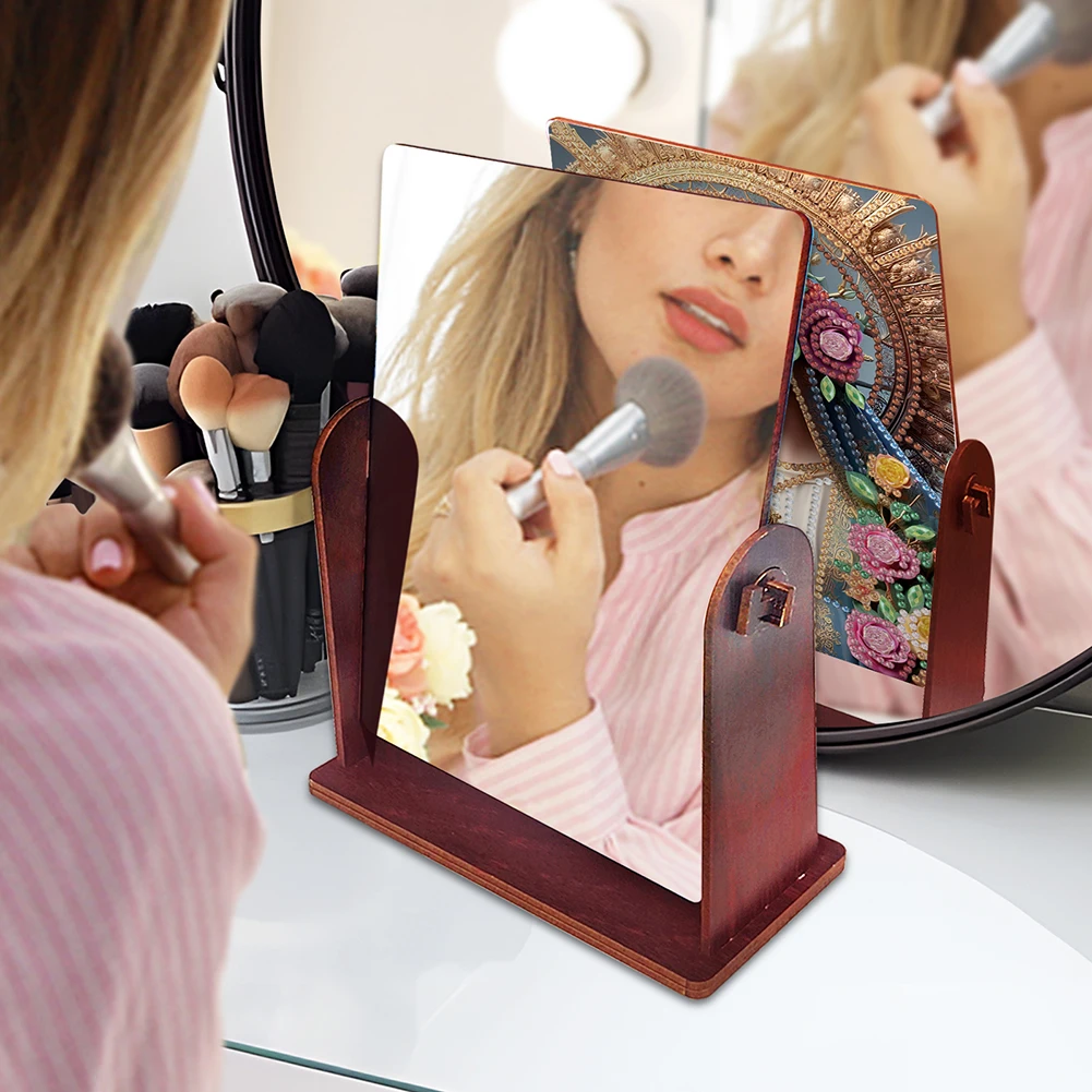 

Набор для алмазной вышивки: Зеркало с алмазной мозаикой в форме молящейся женщины, настольное