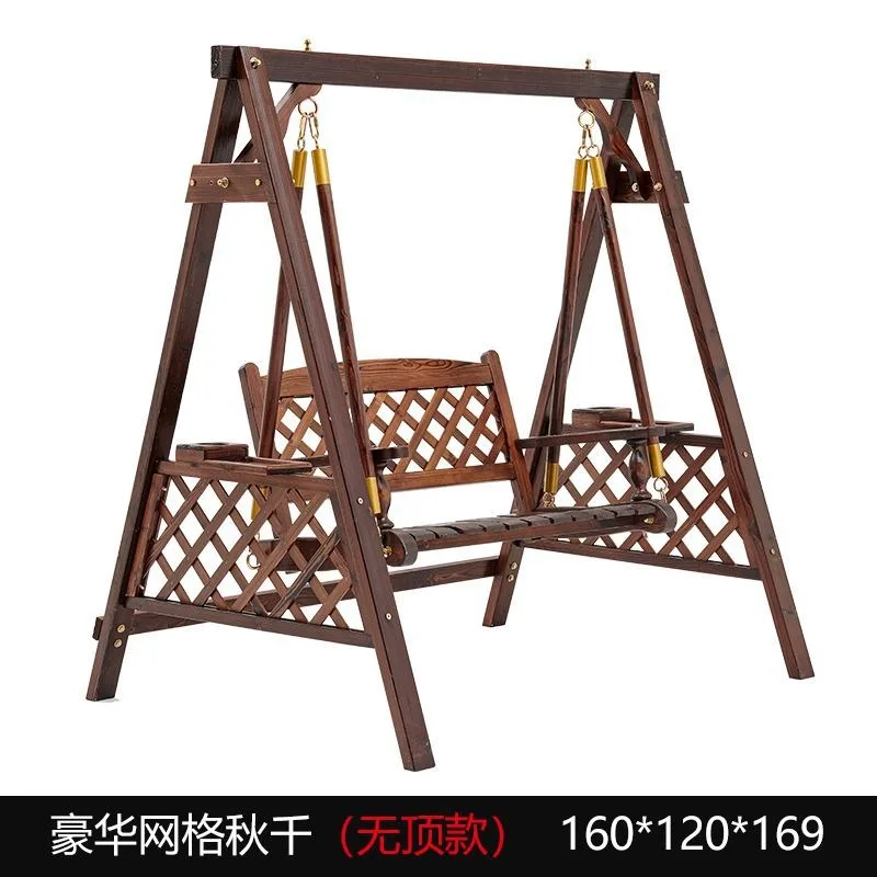 Swing Outdoor Garden Solid Wood Rocking Chair Outdoor Terrace Hanging Chair Double Swing Balcony Household Swing