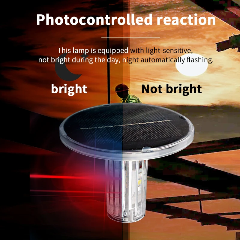 Solar signal warning light 3 mode dimming protable multifunction catch the sea special