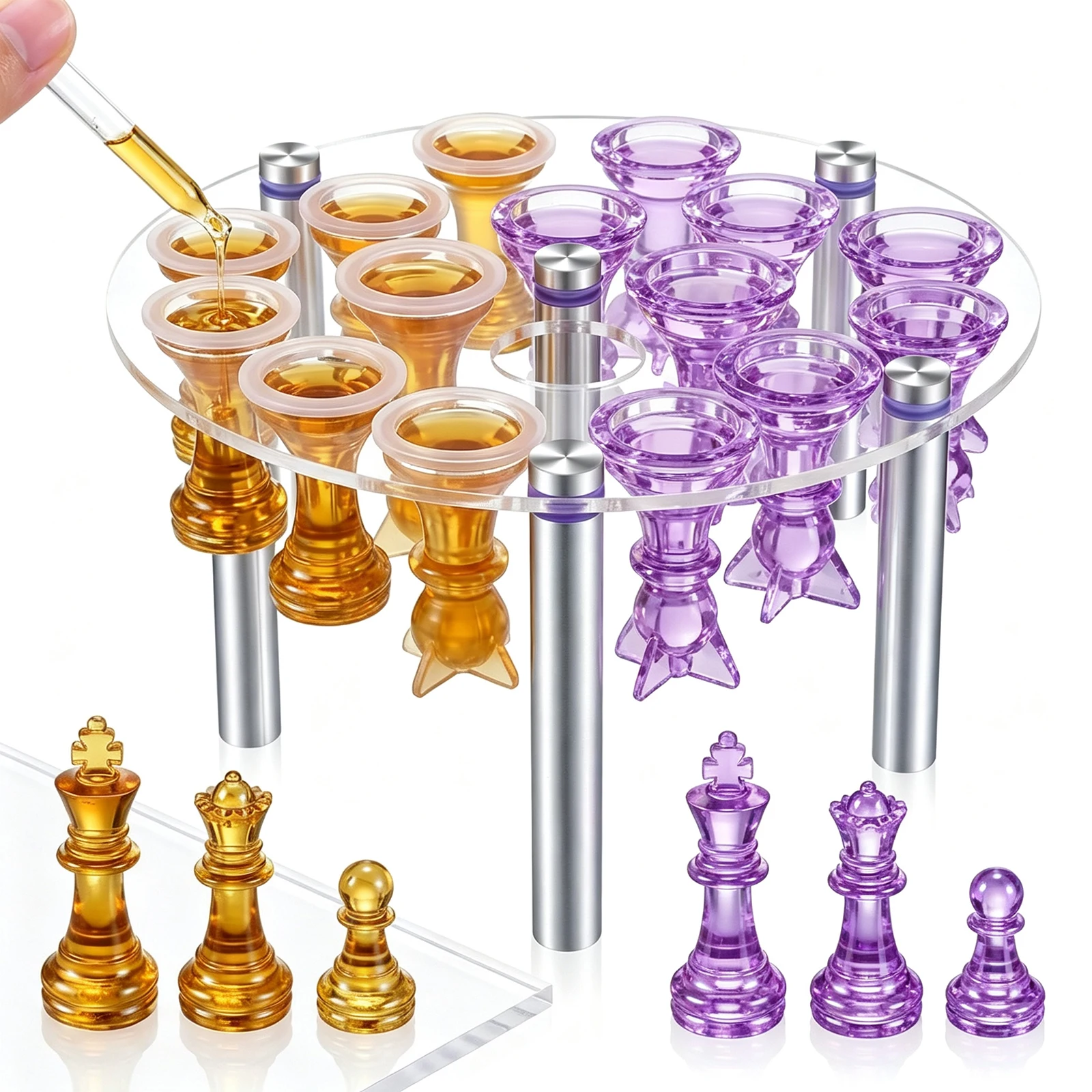 Schachspiel-Damebrett Silikonharzform 3D-Schach-Epoxidgussformen für DIY-Kunsthandwerk, Familienspiel-Geschenk