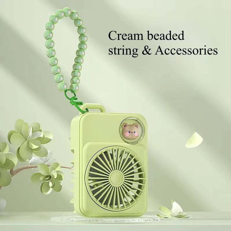 Mini USB Charging Fan Bracelet with Cream Beaded Pendant Cute Handheld Fan for Students to Beat the Heat Smart Home Product