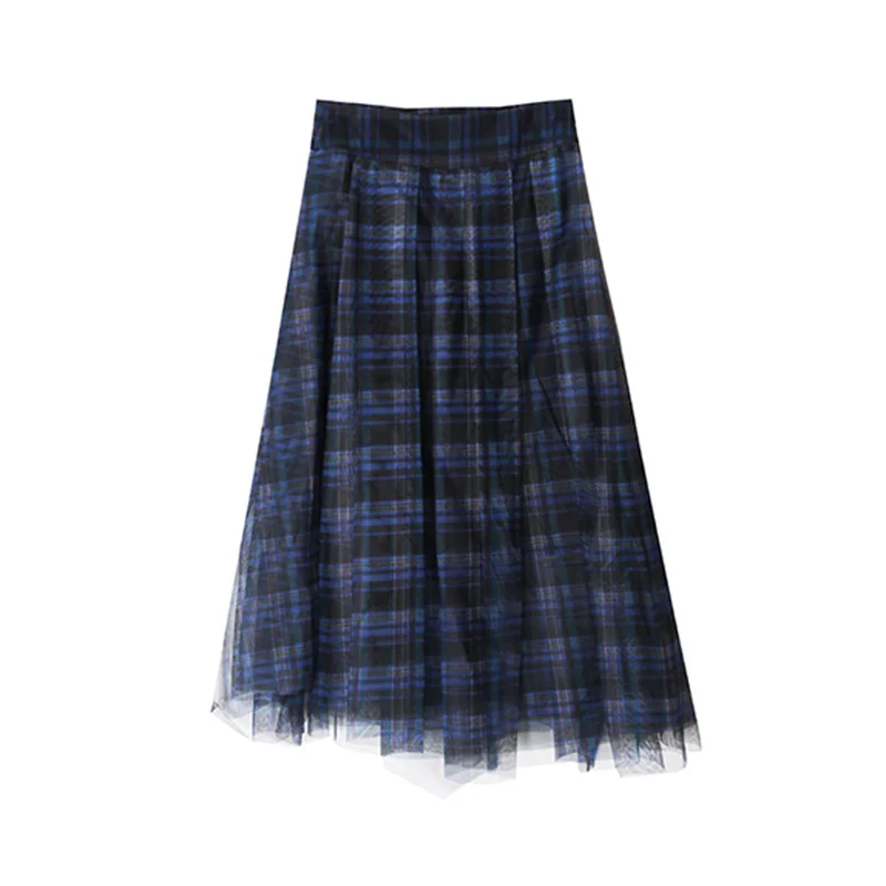 2023 Female Clothing Fashion New Casual Hit Color Plaid High Waist Elegant Women Skirt