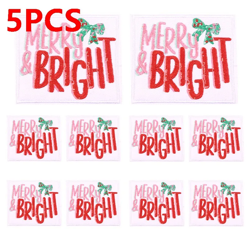 5 pçs atacado feliz natal remendo arco remendos bordados de natal para roupas ferro em remendos termoadesivos