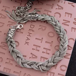 New Arrival Retro Twist Cross Thai Silver Female Charm Bracelet Wholesale Jewelry For Women Christmas Gifts No Fade 2025
