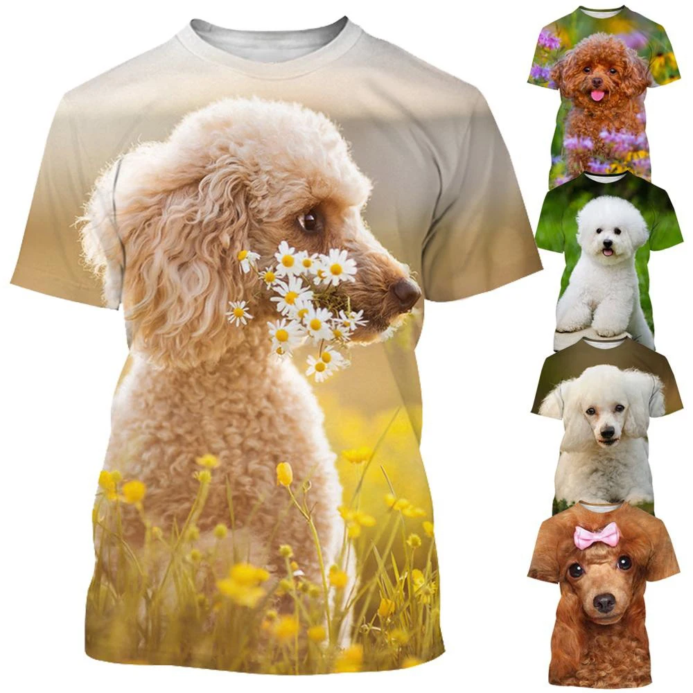 

New Fashion Animal Poodle 3D Printed T-shirt Men's and Women's Summer Casual Short Sleeved Dog Shirt Top