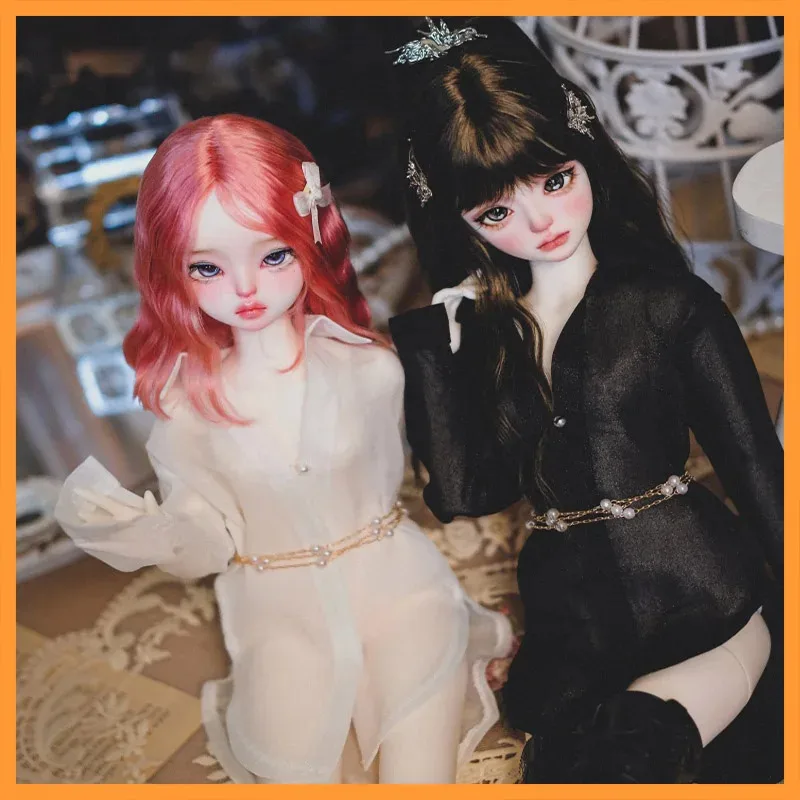 

1/3 1/4 Scale Sexy Charming Solid Color Chiffon Shirt Paired With Magnetic Pearl Waist Chain Set Fit BJD 3point 4point Big Doll