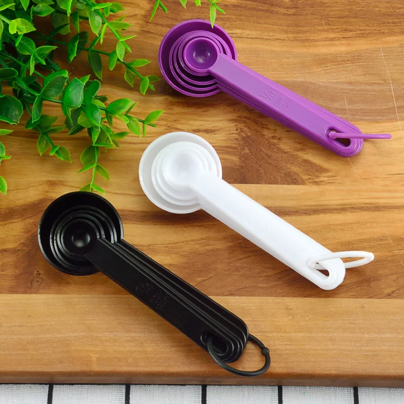 

New 5Pcs/set 3 Colors Kitchen Measuring Spoon Coffee Teaspoon Sugar Scoop Baking Cooking Kitchen Measuring Cups with Scale Tools